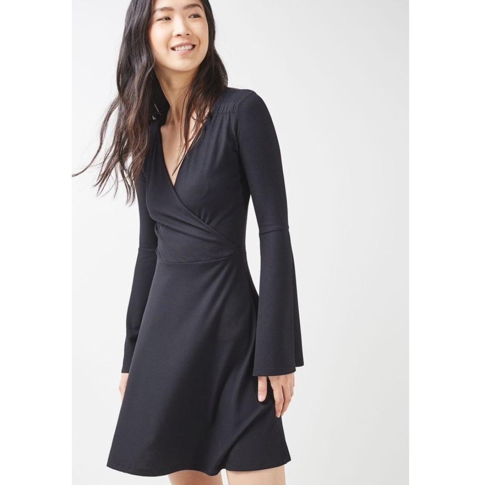Topshop Ribbed Bell Sleeve Dress